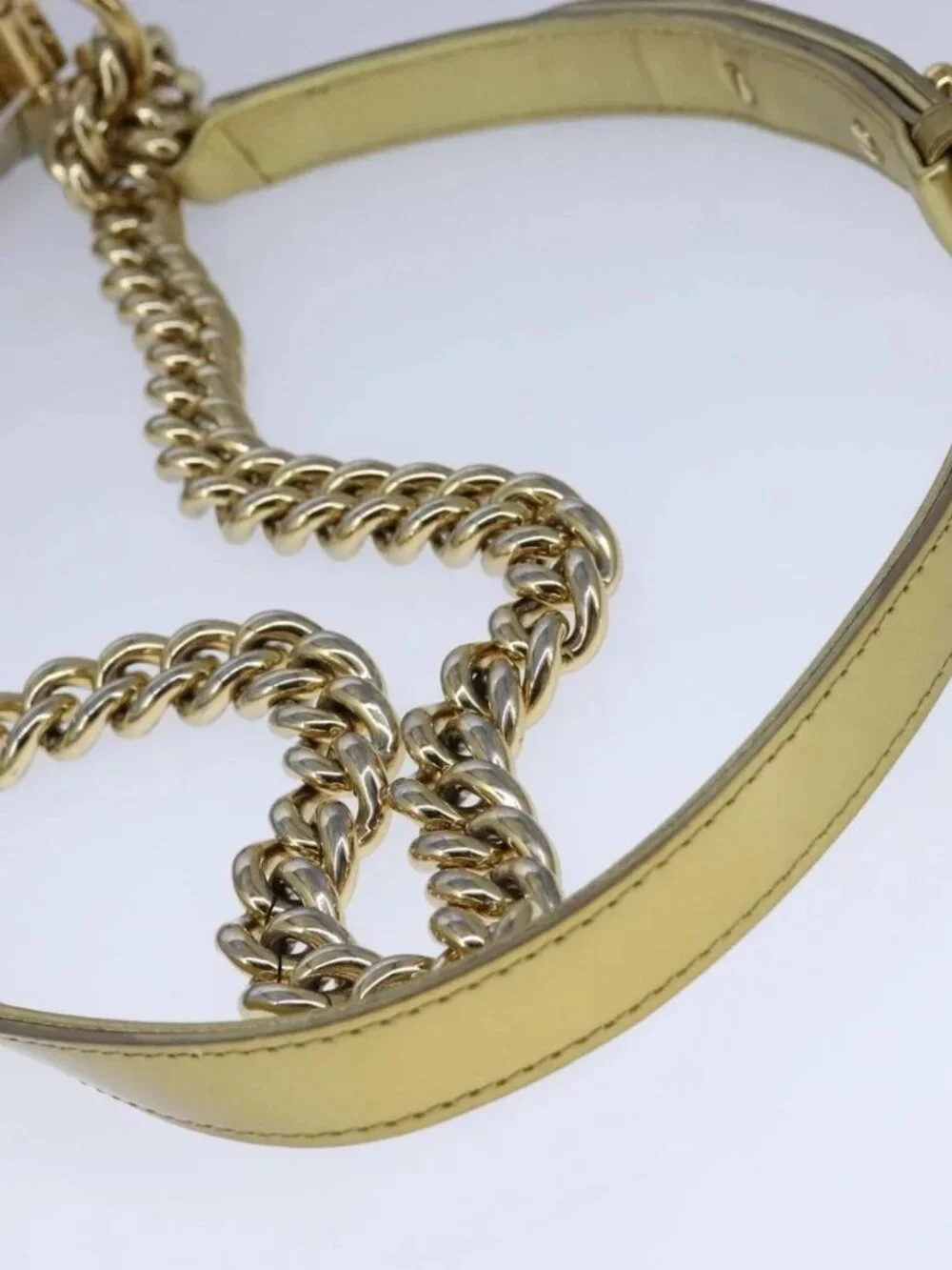 CHANEL Matelasse Chain Boy Chanel Shoulder Bag Patent Gold CC Auth 106721SAM